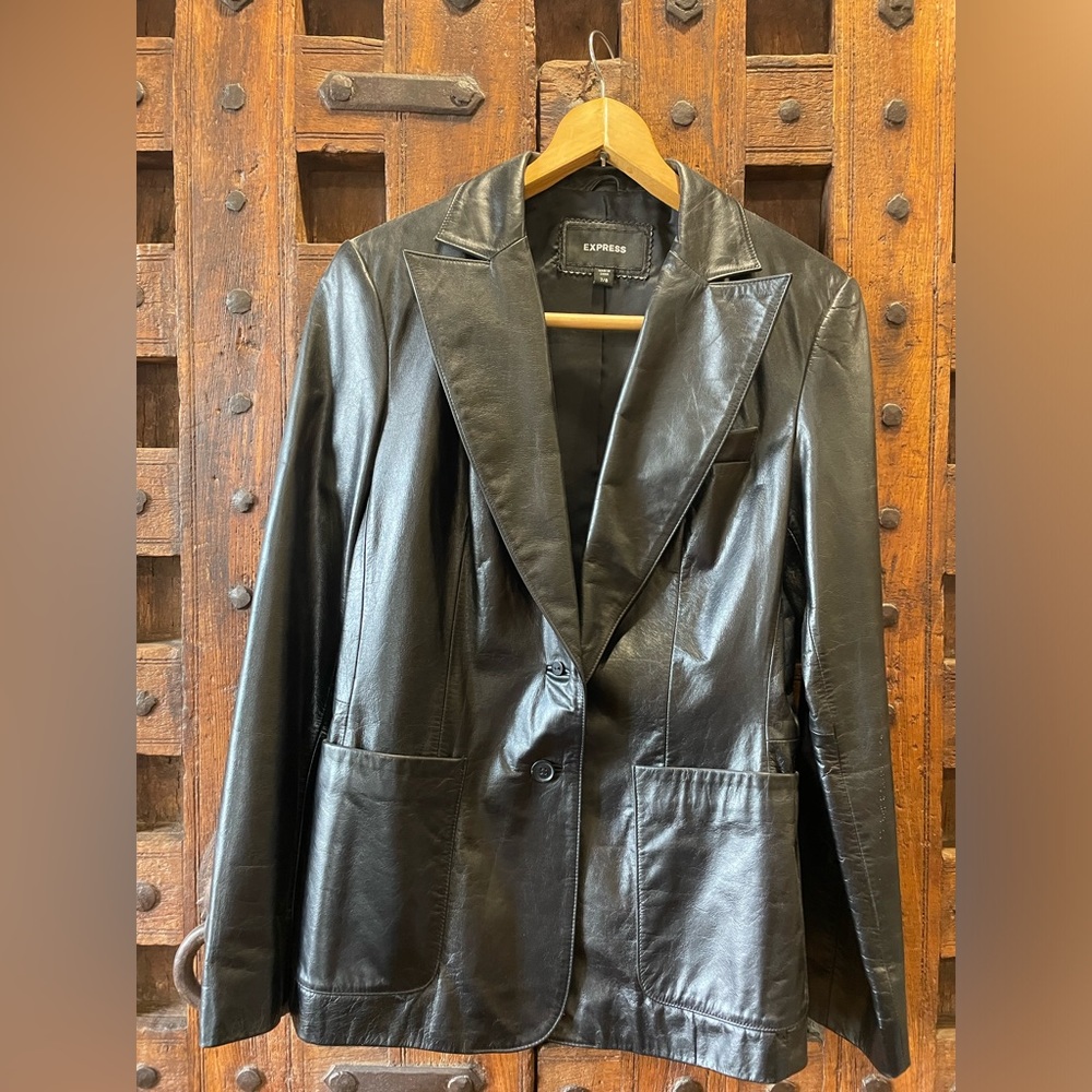 Black Express Leather Jacket Size 7/8